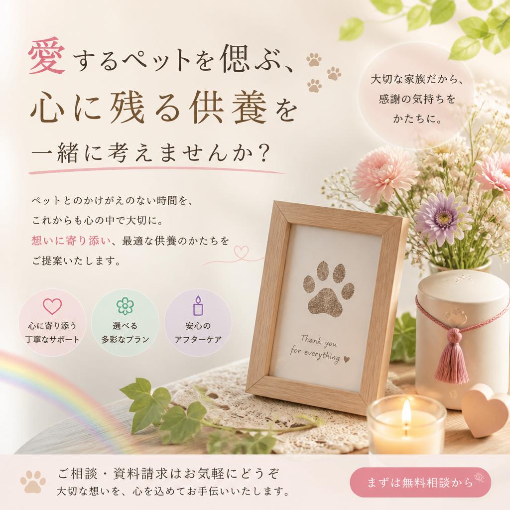 愛するペットを偲ぶ、心に残る供養を一緒に考えませんか？