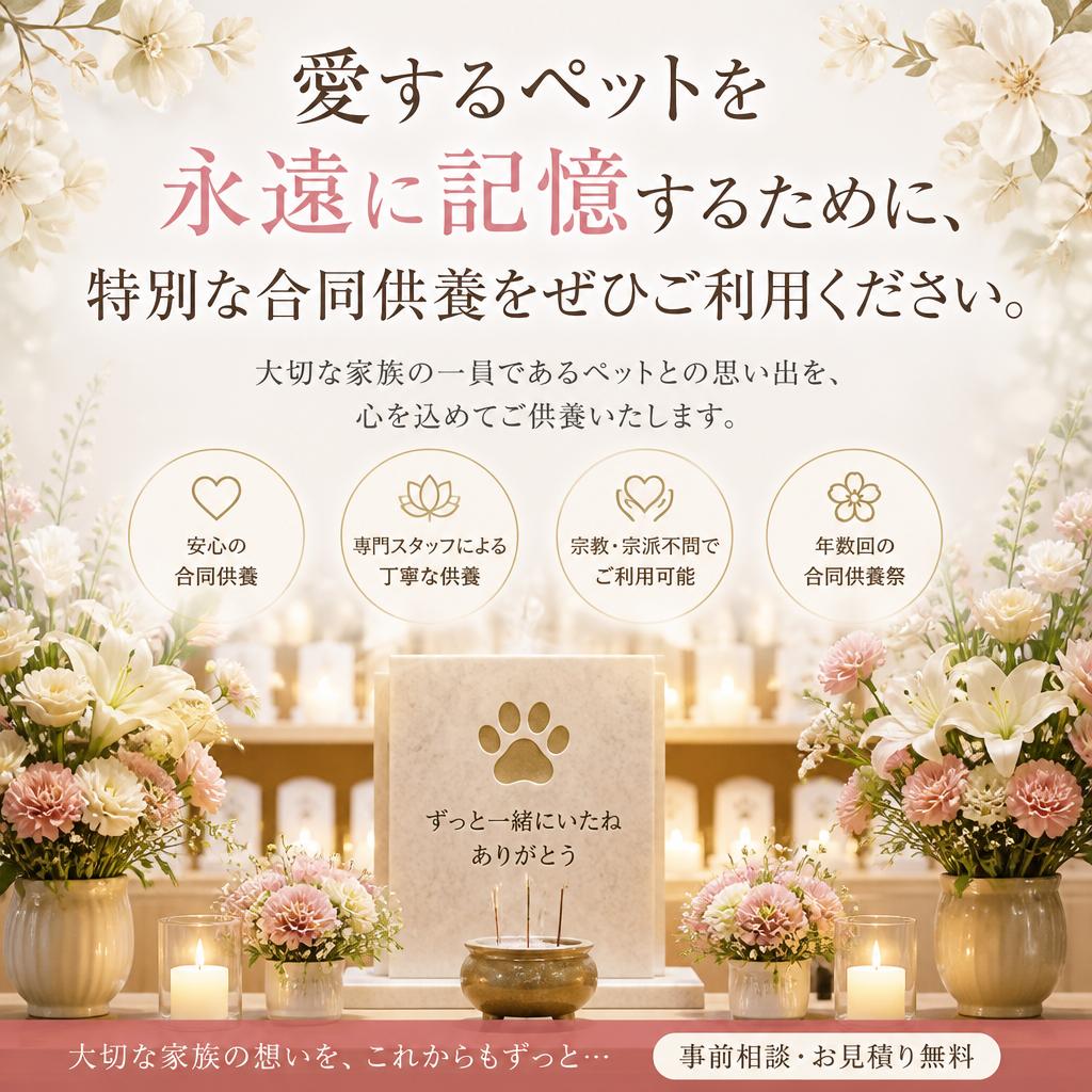 愛するペットを永遠に記憶するために、特別な合同供養をぜひご利用ください。