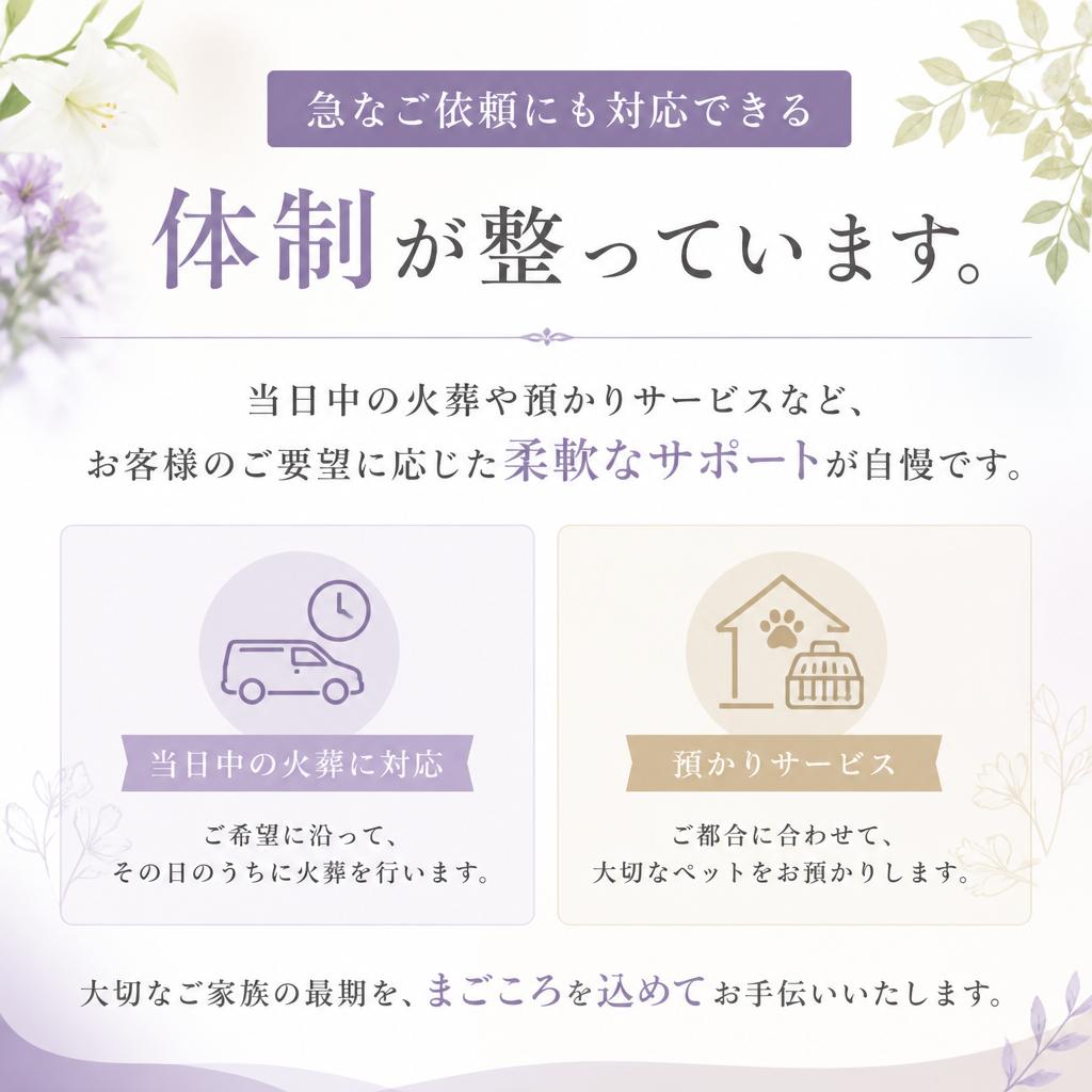 当日対応可能な柔軟なサポート