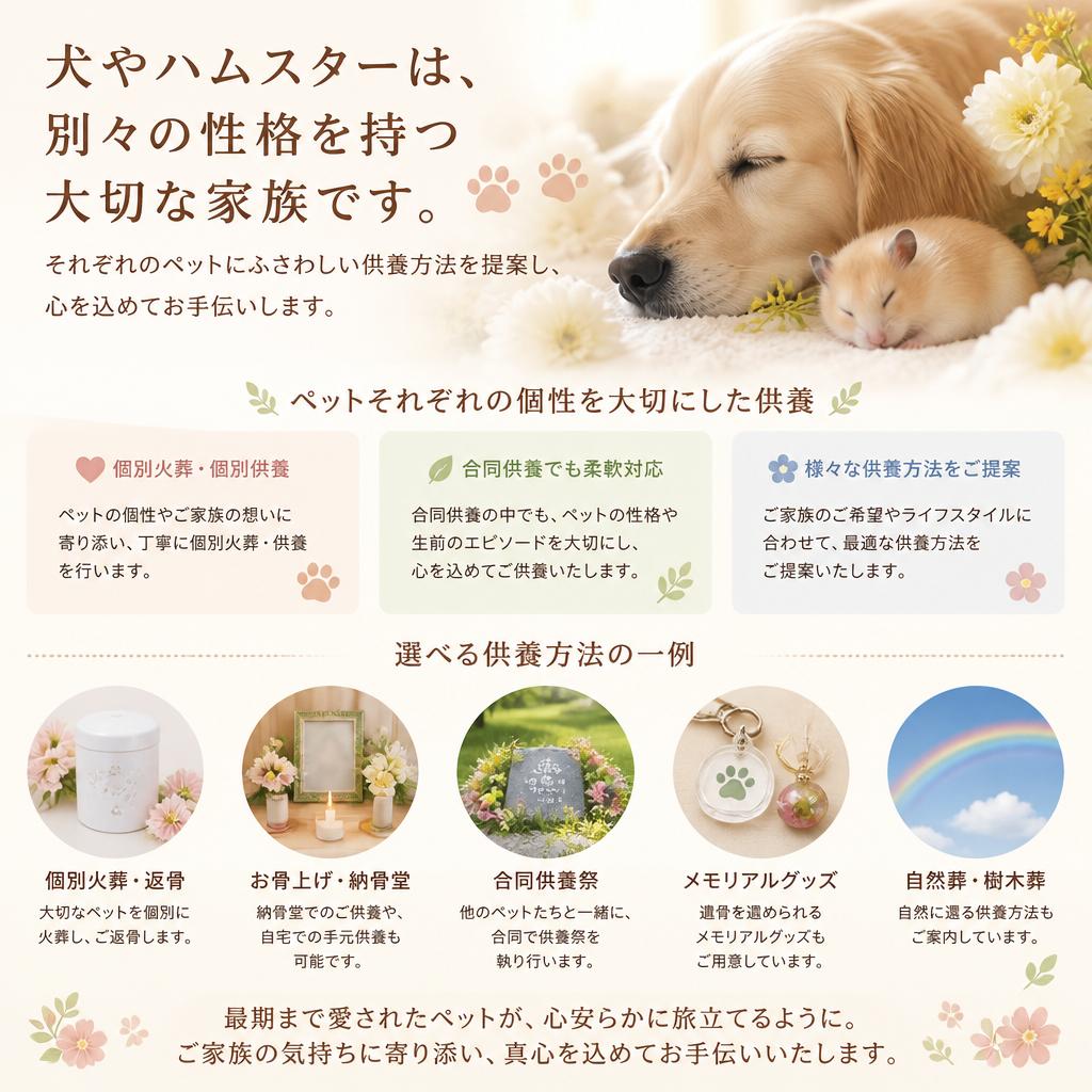 犬やハムスターに特化した供養の形