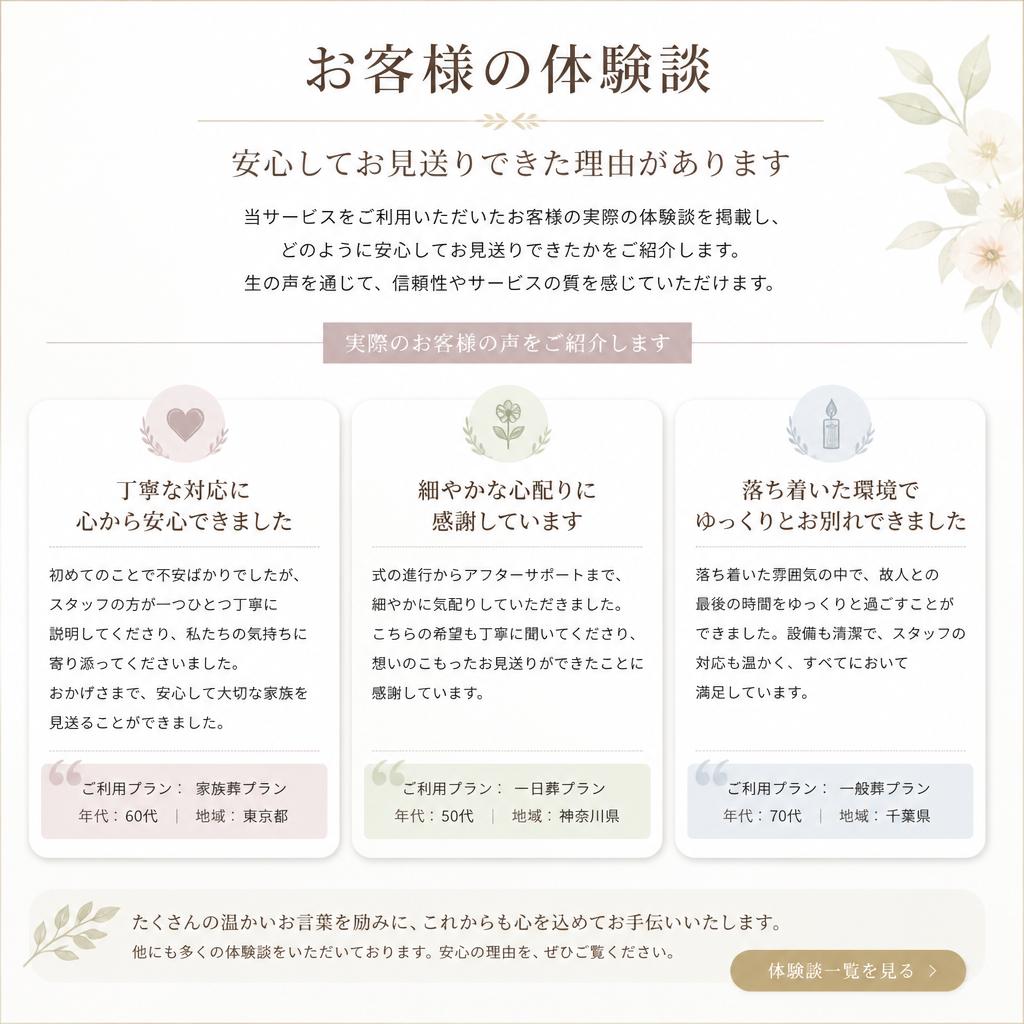 お客様の声 – 実際の体験談