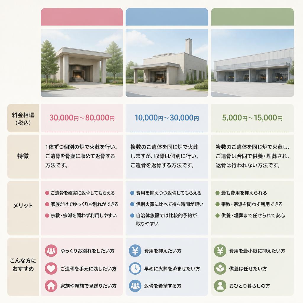 3. 火葬の種類とその料金